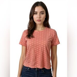 (B-45) Short sleeves‎ womens top pink color size L  basic editions